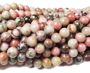 10mm Mongolian Rhodonite Smooth Round Beads 10mm Mongolian Rhodonite Smooth Round Beads