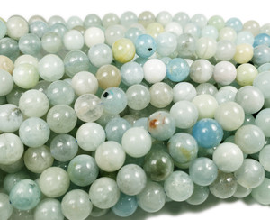 6mm Aquamarine Smooth Round Beads Grade AB