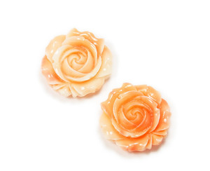 25mm Pack Of 2 Salmon Pink Acrylic Glass Rose Flower Pendant