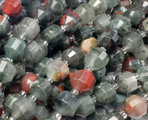 9x10mm African Blood Quartz Faceted Bicone Drum Barrel Beads