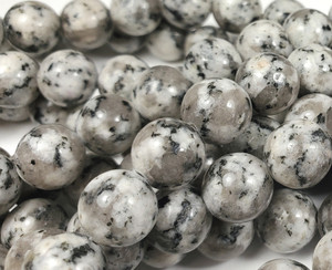 10mm Gray Kiwi Jasper Smooth Round Beads