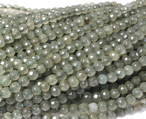 4mm Gray Jade Faceted Round Beads 4mm Gray Jade Faceted Round Beads