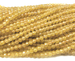 4mm Mustard Yellow Jade Faceted Round Beads 4mm Mustard Yellow Jade Faceted Round Beads