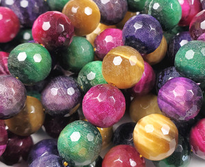 12mm Multi Tiger Eye Faceted Round Beads 12mm Multi Tiger Eye Faceted Round Beads