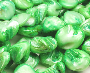 16x21mm Light Green Mother Of Pearl Smooth Nuggets