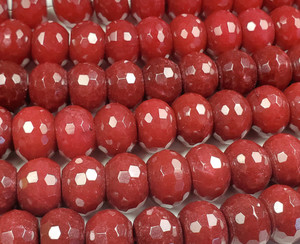 10x14mm Ruby Jade Faceted Rondelle Beads 10x14mm Ruby Jade Faceted Rondelle Beads
