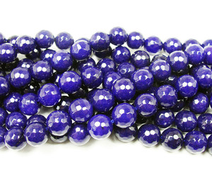 10mm Lapis Blue Faceted Jade Round Beads