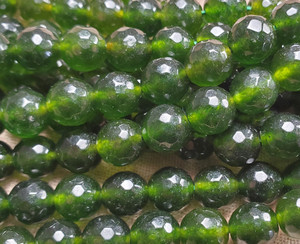 10mm Dark Green Opaque Jade Faceted Round Beads