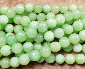 10mm Light Green Jade Faceted Round Beads 10mm Light Green Jade Faceted Round Beads