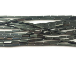 2x8mm Dark Gray Hematite Rectangle Beads