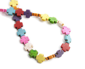 15mm Thick Cross Multi-Color Howlite Beads