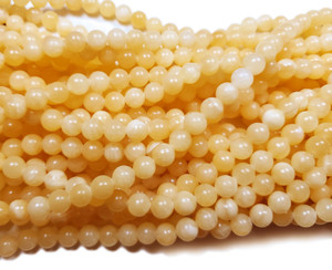 6mm Honey Yellow Jade Round Beads