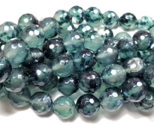 11mm Moss Jade Faceted Round Beads 11mm Moss Jade Faceted Round Beads