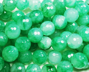 11mm Green Fluorite Jade Faceted Round Beads 11mm Green Fluorite Jade Faceted Round Beads