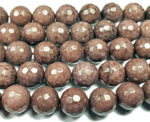 14mm Chocolate Jade Faceted Round Beads