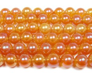 6mm 15" Dark Orange Electro-Plated Agate Beads 6mm 15" Dark Orange Electro-Plated Agate Beads