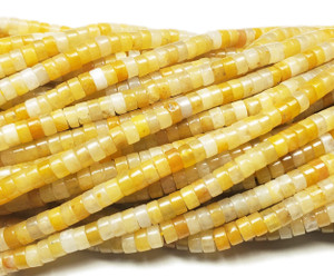 2x4mm Yellow Jade Smooth Heishi Beads 2x4mm Yellow Jade Smooth Heishi Beads