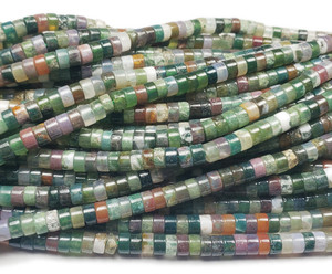 2x4mm Indian Agate Smooth Heishi Beads 2x4mm Indian Agate Smooth Heishi Beads