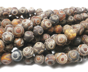 10mm Antiqued Brown Tibetan Dzi Style Third Eye Beads 10mm Antiqued Brown Tibetan Dzi Style Third Eye Beads
