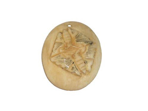 25x35mm. Butterfly Carved Bone Figure Oval Pendant