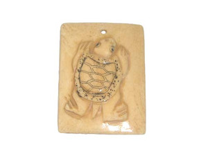 40x38mm. Turtle Carved Bone Figure Rectangle Pendant 40x38mm. Turtle Carved Bone Figure Rectangle Pendant