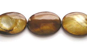 25x35mm 11 Beads Mother Of Pearl Brown Puffed Oval Beads