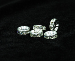 4x8mm Pack Of 40 Cz Silver Plated Spacers With White Stones 4x8mm Pack Of 40 Cz Silver Plated Spacers With White Stones