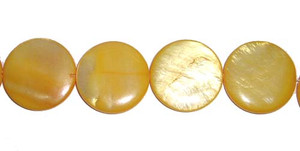 20mm Yellow Mother Of Pearl Puffed Coin Beads 20mm Yellow Mother Of Pearl Puffed Coin Beads