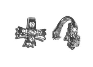 8x13mm Pack Of 10 Platinum-Plated Brass And Cz Cross Bails