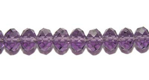 7.5x10mm 14" Strand Purple Color Glass Faceted Rondelles 7.5x10mm 14" Strand Purple Color Glass Faceted Rondelles