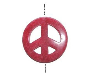 45mm Red Colored Jade Peace Sign Pendant 45mm Red Colored Jade Peace Sign Pendant