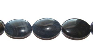 20x25mm About 12 Beads Dark Gray/Black Agate Oval Beads