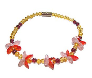 7 Inches Cz Pink And Red Flower Fashion Bracelet