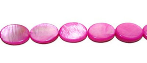 10x14mm Deep Pink Mother Of Pearl Puffed Oval Beads