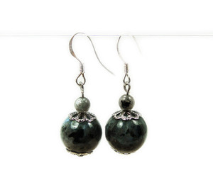 1 1/2 Inches Long Silver Hooks Labradorite Earrings