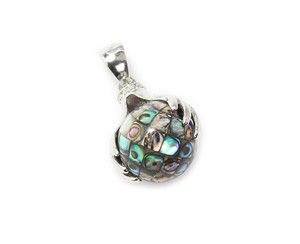 34mm In Total Length Mosaic Abalone Shell Globe Pendant