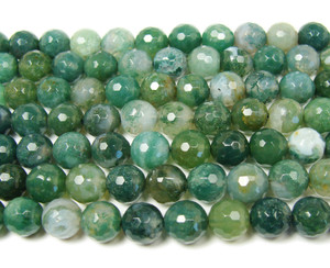 10mm Moss Opal Faceted Round Beads 10mm Moss Opal Faceted Round Beads