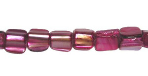 6x7mm Mother Of Pearl Red Cube Beads
