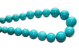 8 - 20mm 18.5 Inches Turquoise/Howlite Graduated Round Beads 8 - 20mm 18.5 Inches Turquoise/Howlite Graduated Round Beads