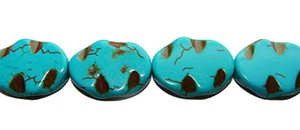 15x20mm 21 Beads Turquoise/Howlite Wavy Oval Beads 15x20mm 21 Beads Turquoise/Howlite Wavy Oval Beads