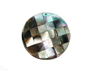 35mm Black Shell Mosaic Round Pendant 35mm Black Shell Mosaic Round Pendant