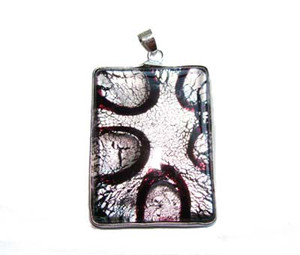 30x40mm Silver Color Murano Style Glass Rectangle Pendant 30x40mm Silver Color Murano Style Glass Rectangle Pendant