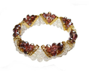 7 3/4 - 8 Inches Purple Fashion Glass Stretch Bracelet