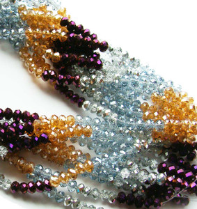 2x4mm Burgendy Brown Silver Purple Glass Faceted Rondelles 2x4mm Burgendy Brown Silver Purple Glass Faceted Rondelles