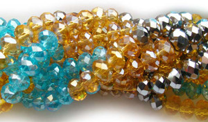 4x6mm 17.5" Silver Brown Blue Champagne Glass Faceted Rondelles 4x6mm 17.5" Silver Brown Blue Champagne Glass Faceted Rondelles