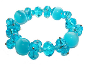 8 Inches Sea Blue Fashion Glass Stretch Bracelet