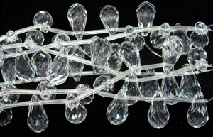 10x18mm 8 Beads White Glass Faceted Briolette Beads