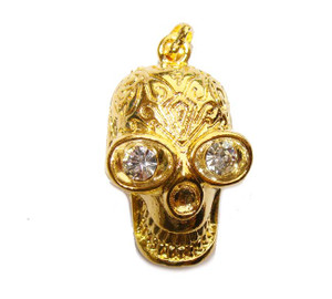 20x30mm Gold-Plated Pewter Skull Pendant