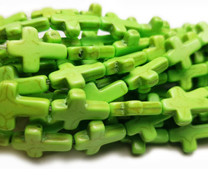 12x15mm Green Howlite Cross Beads