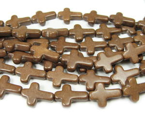 12x15mm Chocolate Howlite Cross Beads